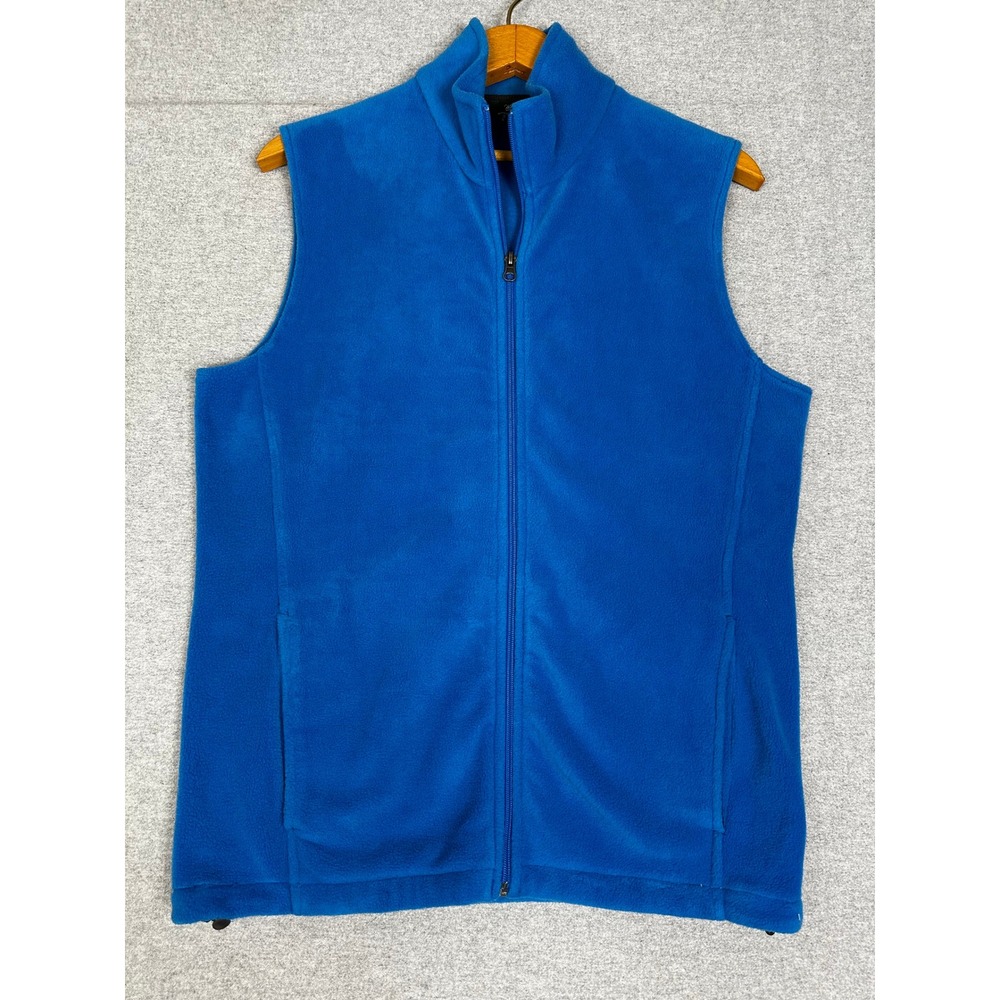 Woolrich Fleece Vest Mens Medium Blue Full Zip Mock Neck Pockets